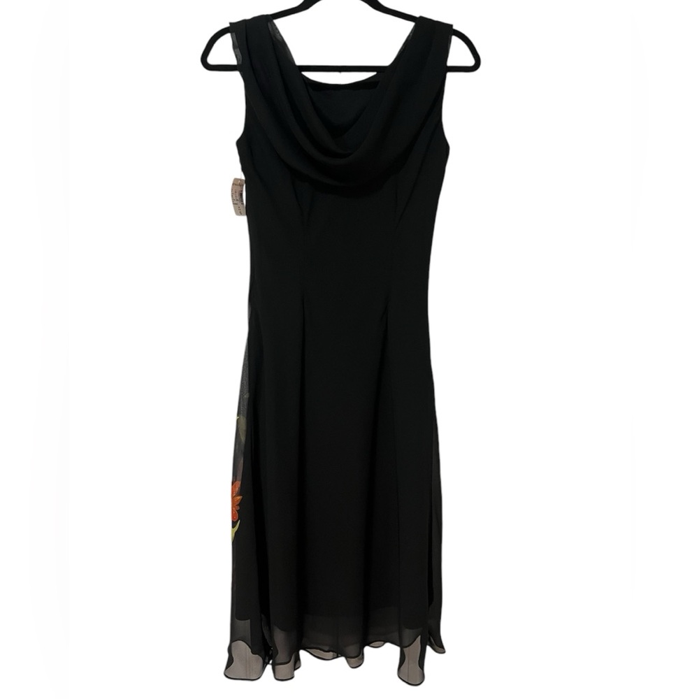 Vintage Dressbarn Black Floral Beaded Dress - NWT  (Size 6) - Picture 3 of 11